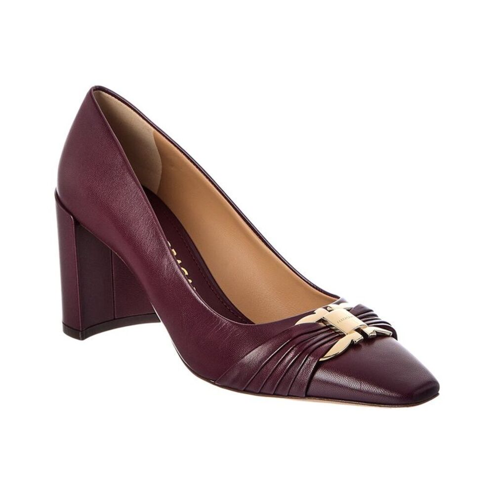 Ferragamo Gancini Leather Pump, Purple